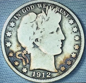 Medio dólar de peluquero P 1912 ¡Muy buena moneda en muy buen estado tonificada! WOW! - Imagen 1 de 2