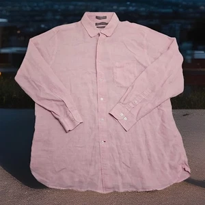 Daniel Cremieux Stretch Linen Shirt Men Size XL Pink Long Sleeve Button Casual - Picture 1 of 7