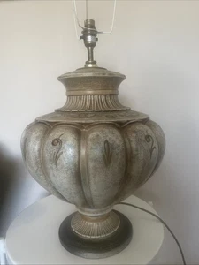 Large Country House Stippled Urn Lamp Ceramic Italian Painted 80s Interior Vtg - Picture 1 of 9