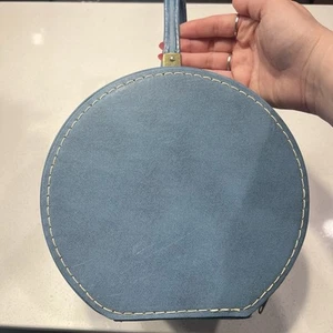 Vintage Mod 1960er blau rund Hutschachtel Reiseetui 9”x5”x13” hoch leicht - Bild 1 von 16