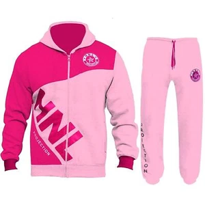 Traje de chándal para niños niños niñas bebé rosa HNL con cremallera con capucha e parte inferior de gimnasio trajes para correr - Imagen 1 de 6