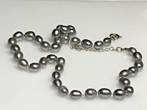 Vintage Sterling Silver Necklace 925 Jewellery Beaded Stone Faux Pearl - Picture 1 of 8