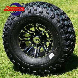 GOLF CART 10" LANCER WHEELS/RIMS and 22x11-10 ALL TERRAIN TIRES (SET OF 4)  - Picture 1 of 4