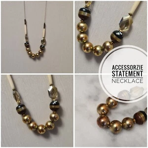 Accessorize Statement Gold Necklace - Gold/ Brown - Picture 1 of 7