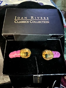 Joan Rivers rosa geflochtene Ledermanschette Armband goldfarbene Enden neu mit Etikett - Bild 1 von 3