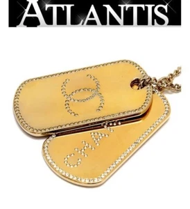 CHANEL Necklace Dog Tag Plate Coco Mark Logo Gold Neck size 37- 45cm - Picture 1 of 4