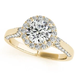 1.43 Ct Round Cut Lab Created Diamond Engagement Ring 14K Solid Yellow Gold C - Picture 1 of 7