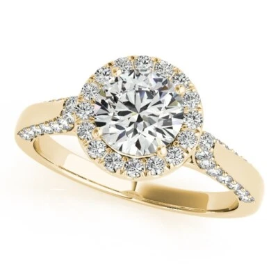 1.43 Ct Round Cut Lab Created Diamond Engagement Ring 14K Solid Yellow Gold C - Image 1 of 4