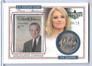 2020 DECISION TRUMP PAL KELLYANNE CONWAY ~ LBJ STAMP / QUARTER CARD /10 #POA-34