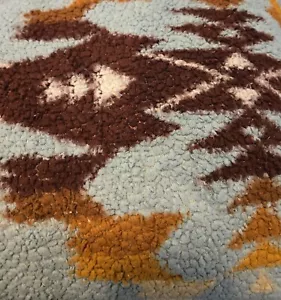Pendleton Fleece Sherpa Soft Aztec King Blanket 90 x 108” Blue & Tans Reversible - Picture 1 of 5