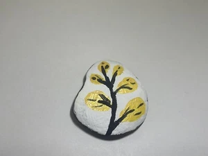 Hand Painted Rock Stone Artwork Miniature Painting Autumn Fall Leaf Leaves Art  - Picture 1 of 6