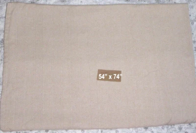 CHEVRON STRIPE TABLECLOTH WHITE/BEIGE COTTON 54" X 74" RECTANGULAR STITCHED - Image 1 of 4