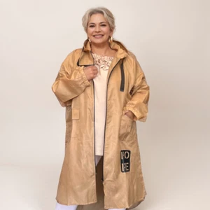 WOMENS RAIN COAT LADIES PLUS SIZE DIPPED HEM LONG LENGTH LINED MAC WITH HOOD - Picture 1 of 7
