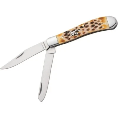 Cuchillo Browning Trapper 2 hojas asas de hueso natural jigged 4,13" cerrado Foto 1 de 3