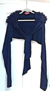 Betsey Johnson Women's Vintage Black Shrug Wrap Faux Fur Collar - Picture 1 of 5