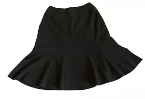 Escada Skirt Womens EU40 (USA 8) Black Fit Flare 100% Wool Lined Pleat Business - Picture 1 of 10