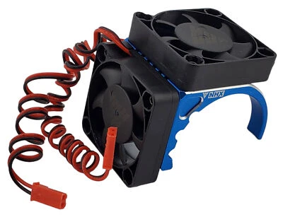 NEW NHX RC 1/8 Side Mount Alum Heatsink with Twin 40mm Cooling Fans -Blue - Image 1 of 4