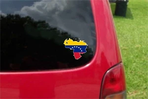 2 (PCS) Venezuela Outline Map Flag Decals Stickers Full Color/Weather Proof - Foto 1 di 2
