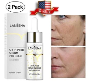 2PK Six Peptides 24k Gold Collagen Serum โ Hydrating & Anti-Aging Formula ๐ - Picture 1 of 9