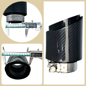1 Pcs Universal Car Carbon Fibre Tail Throat Stainless Steel Silencer Bright Bla - Picture 1 of 32