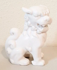 Asian White Porcelain FOO DOG Statue Figurine 6" - Picture 1 of 6