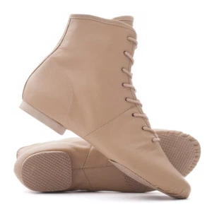 Tan Nude PU Rubber Split Sole Lace Jazz Dance Stage Practice Boot Shoes By Katz - Picture 1 of 2