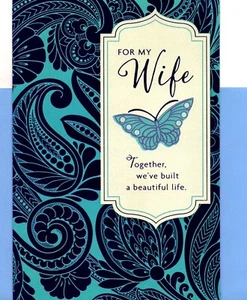 Tarjeta de sello azul feliz día de la madre hermosa vida de esposa mariposas mariposas - Imagen 1 de 4