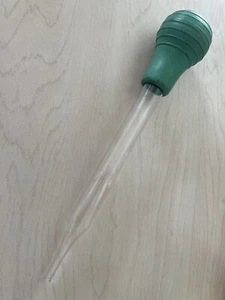Vintage 1950’s USA Glass Turkey Baster w/turquoise Green Bulb 11” - Picture 1 of 9