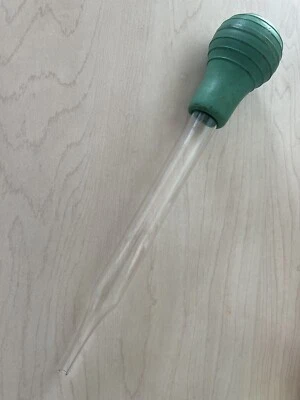 Vintage 1950’s USA Glass Turkey Baster w/turquoise Green Bulb 11” - Image 1 of 4