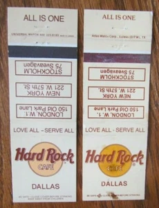 HARD ROCK CAFE MATCHBOOK COVERS DALLAS LONDON NEW YORK STOCKHOLM MATCHCOVERS E18 - Picture 1 of 1