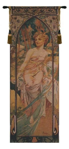 Mucha Matin Bright Belgian Tapestry Wall Art Hanging - Home Decor New 61x21 inch - Picture 1 of 4