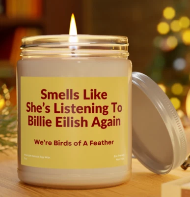 Customizable Billie Eilish Premium Natural Candle 9 oz Music Fan Home Decor Gift - Image 1 of 4