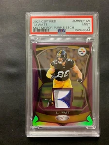 T.J. Watt 2024 Panini Certified Material Mirror Purple Etch 5/5 PSA 9 MINT - Picture 1 of 2