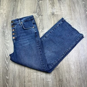 Pantalones de mezclilla recortados de pierna ancha de capa marina para mujer talla 28 entrepierna 26” azul lavado - Imagen 1 de 19