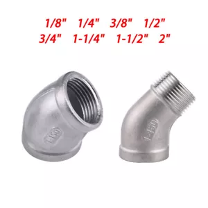 Stainless Steel 304 Male x Female Elbow (45 Degree) Threaded BSP Pipe Fittings - Picture 1 of 20