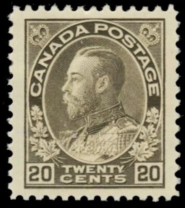 CANADA 119 - King George V "Admiral" 1925 Olive Green Dry Print (pb65667) $160 - Picture 1 of 1