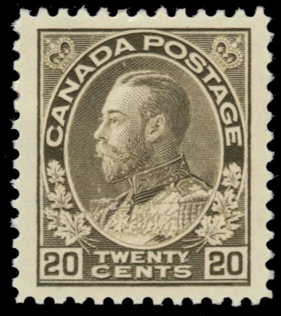 CANADA 119 - King George V "Admiral" 1925 Olive Green Dry Print (pb65667) $160 - Image 1 of 1