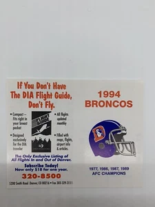 1994 Denver Broncos NFL Pocket Schedule - Flight Guide - Picture 1 of 2