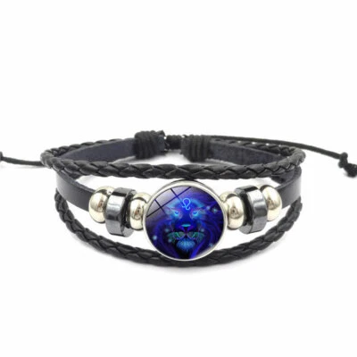 Damen Herren Surferarmband Sternzeichen Löwe Blau Geschenk Bracelet Chunk WOW - Bild 1 von 4