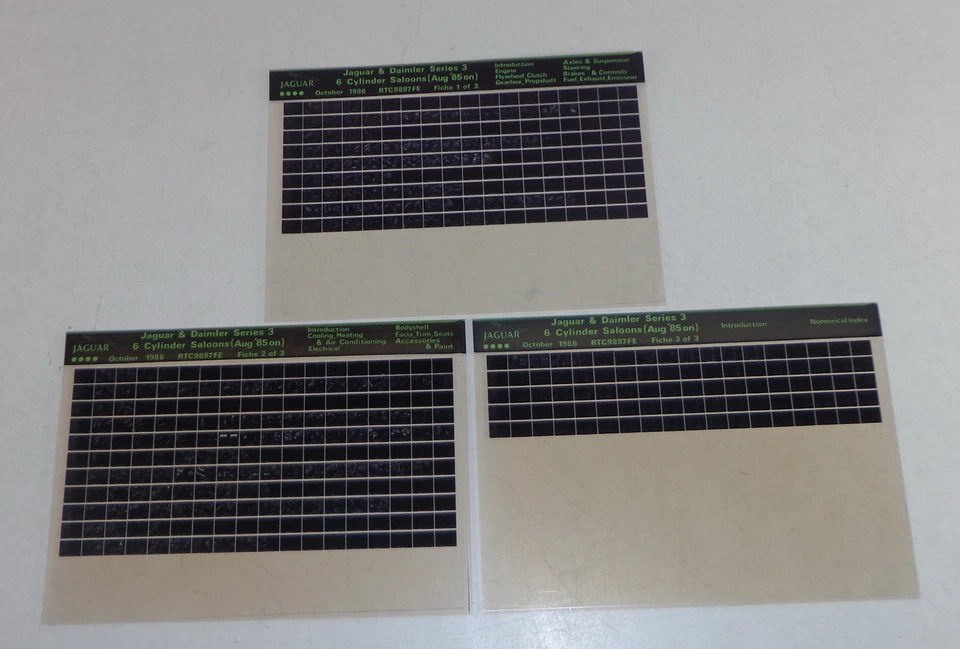 Microfiche Catalogo Ricambi Jaguar & Daimler Serie 3 6 Cilindro Saloons Stand - Immagine 1 di 1