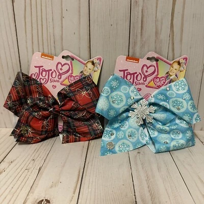 Christmas Jojo Siwa Bow Lot Red Green Plaid Snowflake Blue Large 6 Inch - Image 1 of 4