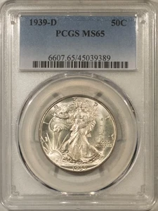 1939-D WALKING LIBERTY HALF DOLLAR - PCGS MS-65 - Picture 1 of 3