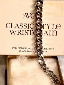 1979 Avon CLASSIC STYLE WRIST-CHAIN 7.5” Men’s Bracelet NOS in Box Vintage - Picture 1 of 3
