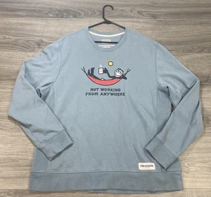 Life Is Good Men’s Not Working From Anywhere Hammock Sweatshirt Blue Sz Large  - Picture 1 of 9