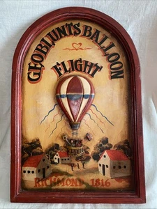 Geo Blunts Balloon Flight Richmond 1816 MCM Wooden 3D Wall Sign, 23.5”x 15.5” - Picture 1 of 8