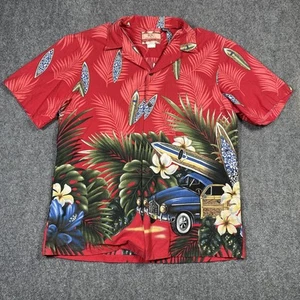 RJC Hawaiihemd Herren Medium Surf Woody Car Floral Aloha Made in Hawaii USA - Bild 1 von 7
