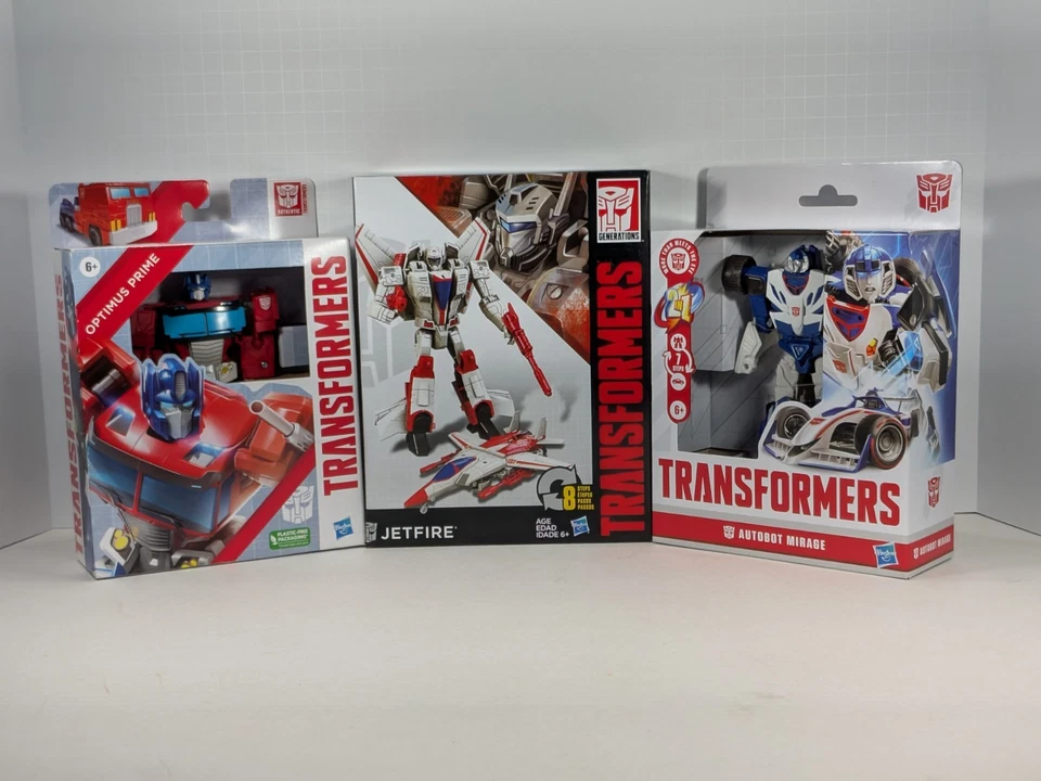 LOT Of 3 Transformers Cyber Battalion Jetfire, Authentics Optimus Prime & Mirage - Image 1 of 4