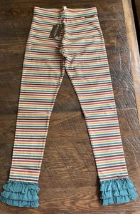 MATILDA JANE Leggings Sz 14 Just Imagine Cassie Girls Multi-Stripe Ruffled New - Picture 1 of 6