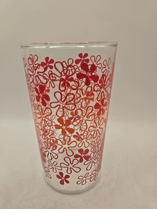 Ancien verre à jus de fleurs rouges et oranges gobelets verre groovy milieu de siècle neuf de stock - Photo 1/11