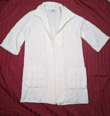 VTG British Vogue Cream Cable Knit Cardigan Sweater S Womens Acrylic Open Front - Image 1 of 4